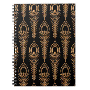 Carnet Peacock Feathers, Luxury Oriental Motif.