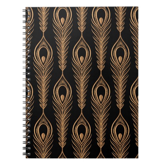 Carnet Peacock Feathers, Luxury Oriental Motif. (Devant)