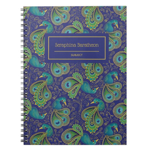 Carnet Peacock Paisley Royal Blue Monogram (Devant)