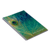 Carnet Peacock Plumes Bleu Turquoise Or Glam Boho Chic (Côté Droit)