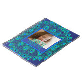 Carnet Peacock Turquoise & Blue Feathers Custom Text & Ph (Côté gauche)