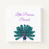 Carnet Peacock vert et bleu | Fleurs d'aquarelle violette (Dos)