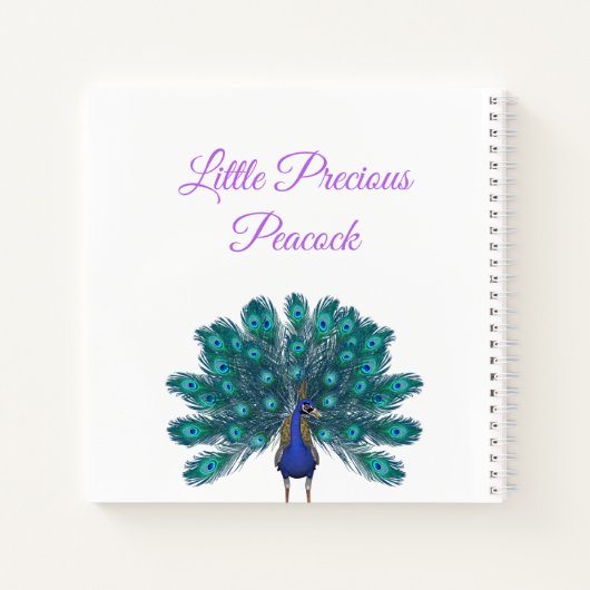 Carnet Peacock vert et bleu | Fleurs d'aquarelle violette (Dos)