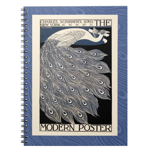Carnet Peacock Vintage Bleu Art Nouveau (Devant)