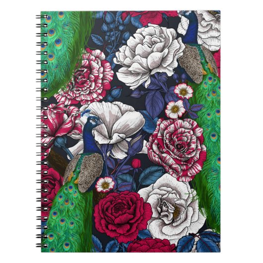 Carnet Peacocks dans le jardin rose (Devant)