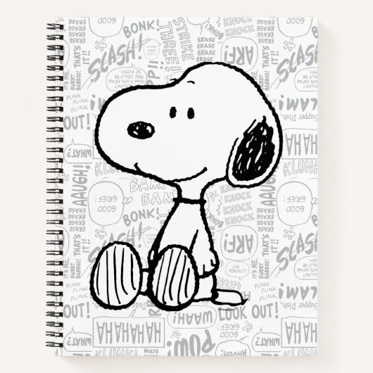 Carnet PEANUTS | Snoopy on Black White Comics (Devant)