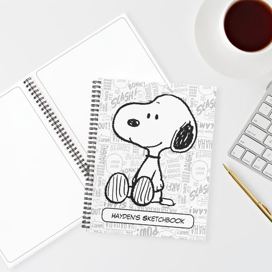 Carnet PEANUTS | Snoopy on Black White Comics Dessin