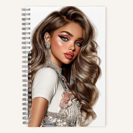 Carnet Pearl & Rhinestone Glam Girl Spiral Notebook (Recto)