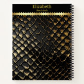 Carnet Peau brillante de serpent noir et or (Dos)