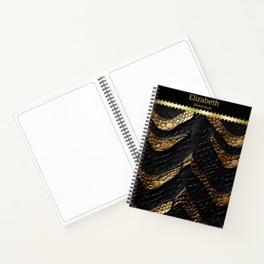 Carnet Peau de serpent : noir et or complexe (Intérieur)