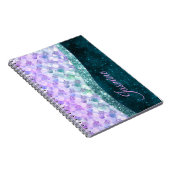 Carnet Peau de sirène sarcelle argent faux strass monogra (Côté Droit)