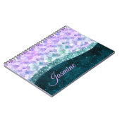 Carnet Peau de sirène sarcelle argent faux strass monogra (Côté gauche)