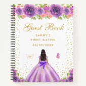 Carnet Peau foncée violette Florale Princesse Sweet sixte (Devant)