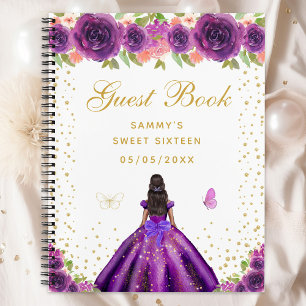Carnet Peau foncée violette Florale Princesse Sweet sixte