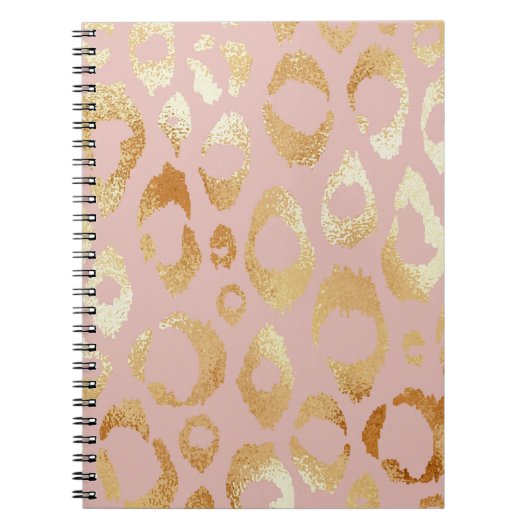 Carnet Peau léopard, texture or rose (Devant)