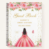 Carnet Peau rose florale foncée princesse Sweet sixteen (Devant)