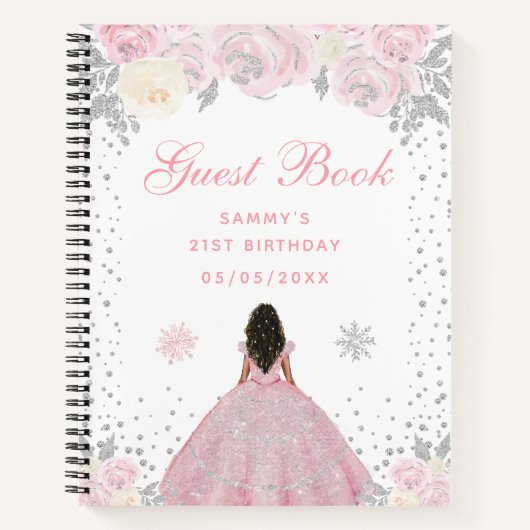 Carnet Peau rose foncée hiver Princesse (Devant)