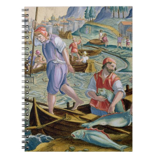 Carnet Pêche avec des filets et des tridents dans la baie (Devant)