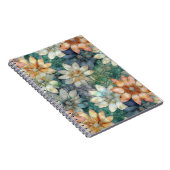 Carnet Pêche blanc bleu vert Floral (Côté Droit)