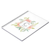 Carnet Pêche et crème Aquarelle Florale avec Monogramme (Côté gauche)