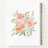 Carnet Pêche et crème Aquarelle Florale avec Monogramme (Dos)