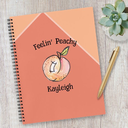 Carnet Pêche Fruit tendance Nom Moderne Cute Kitschy Fun