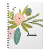 Carnet Pêche vert rose Flore et faune (Devant)