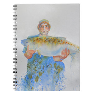 Carnet Pêcheur peinture d'aquarelle cadeau de pêche pour