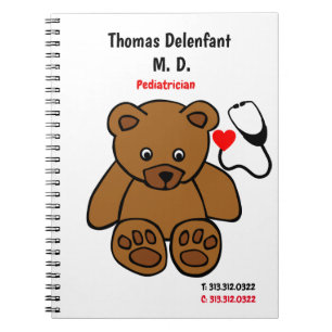 Carnet Pédiatre - stéthoscope en peluche et coeur