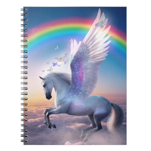 Carnet Pégase avec arc-en-ciel (Devant)