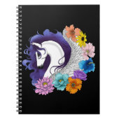 Carnet Pegasus Noir Floral (Devant)