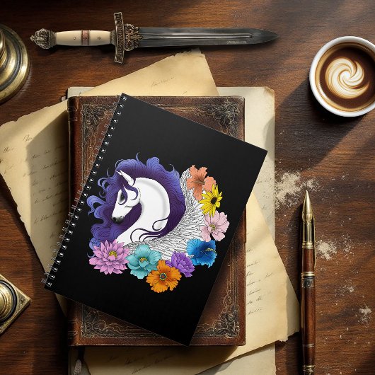 Carnet Pegasus Noir Floral