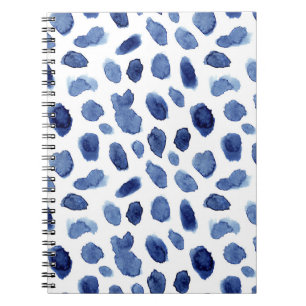 Carnet Peint À La Main, Aquarelle Bleue Taches.