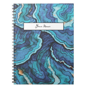 Carnet peint à la main Bleu Turquie traîne