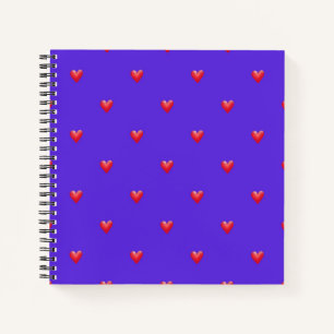 Carnet Peint Coeurs rouges sur violet cadeau de la Saint-