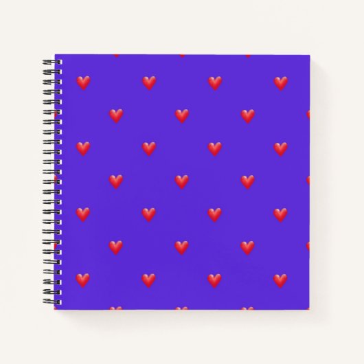 Carnet Peint Coeurs rouges sur violet cadeau de la Saint- (Devant)