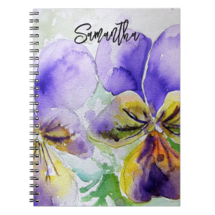 Carnet Peinture à l'aquarelle de viola violette pensée