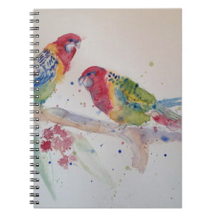 Carnet Peinture à l'aquarelle perroquet Rosella rouge