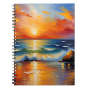 Carnet Peinture à l'huile de couché de soleil orange sur
