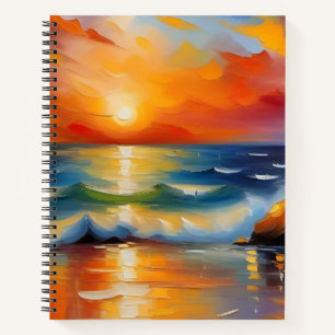 Carnet Peinture à l'huile de couché de soleil orange sur