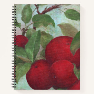 Carnet Peinture à l'huile de pomme rouge sur vert