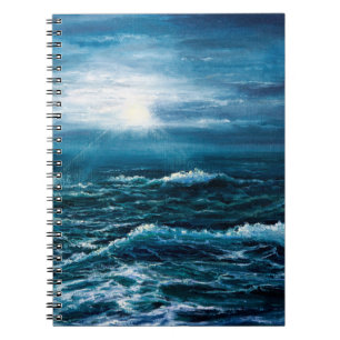 Carnet peinture à l'huile montrant les vagues de l'océan
