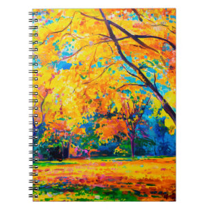 Carnet peinture à l'huile sur toile. Les arbres jaunes. L
