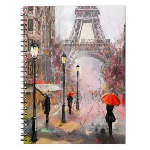 Carnet peinture à l'huile sur toile, vue rue de Paris. Ar