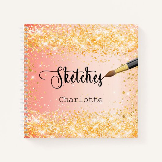 Carnet Peinture à parties scintillant or orange (Devant)