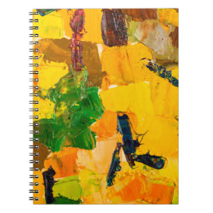 Carnet Peinture Abstraite à l'huile jaune sur toile.