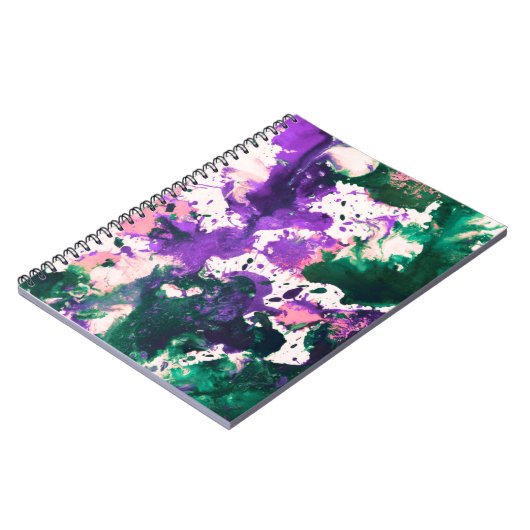 Carnet Peinture Abstraite couleur vert et pourpre (Côté gauche)