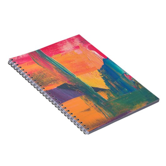 Carnet Peinture abstraite verte, jaune et rouge (Côté Droit)