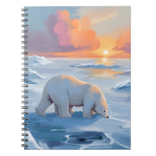 Carnet Peinture aquarelle d'animal d'ours polaire d'hiver