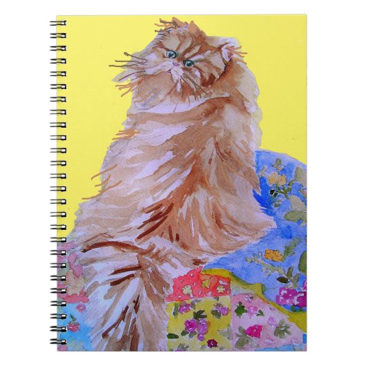 Carnet Peinture aquarelle de chat tabby au gingembre chat (Devant)